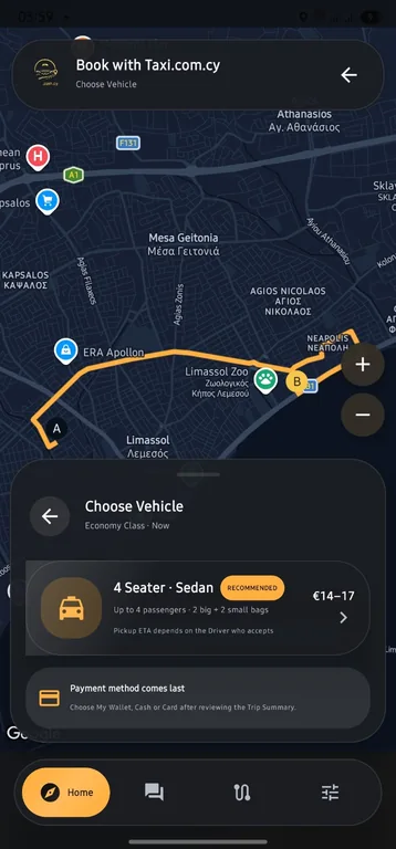 Taxi.com.cy Passenger app: Find your fit